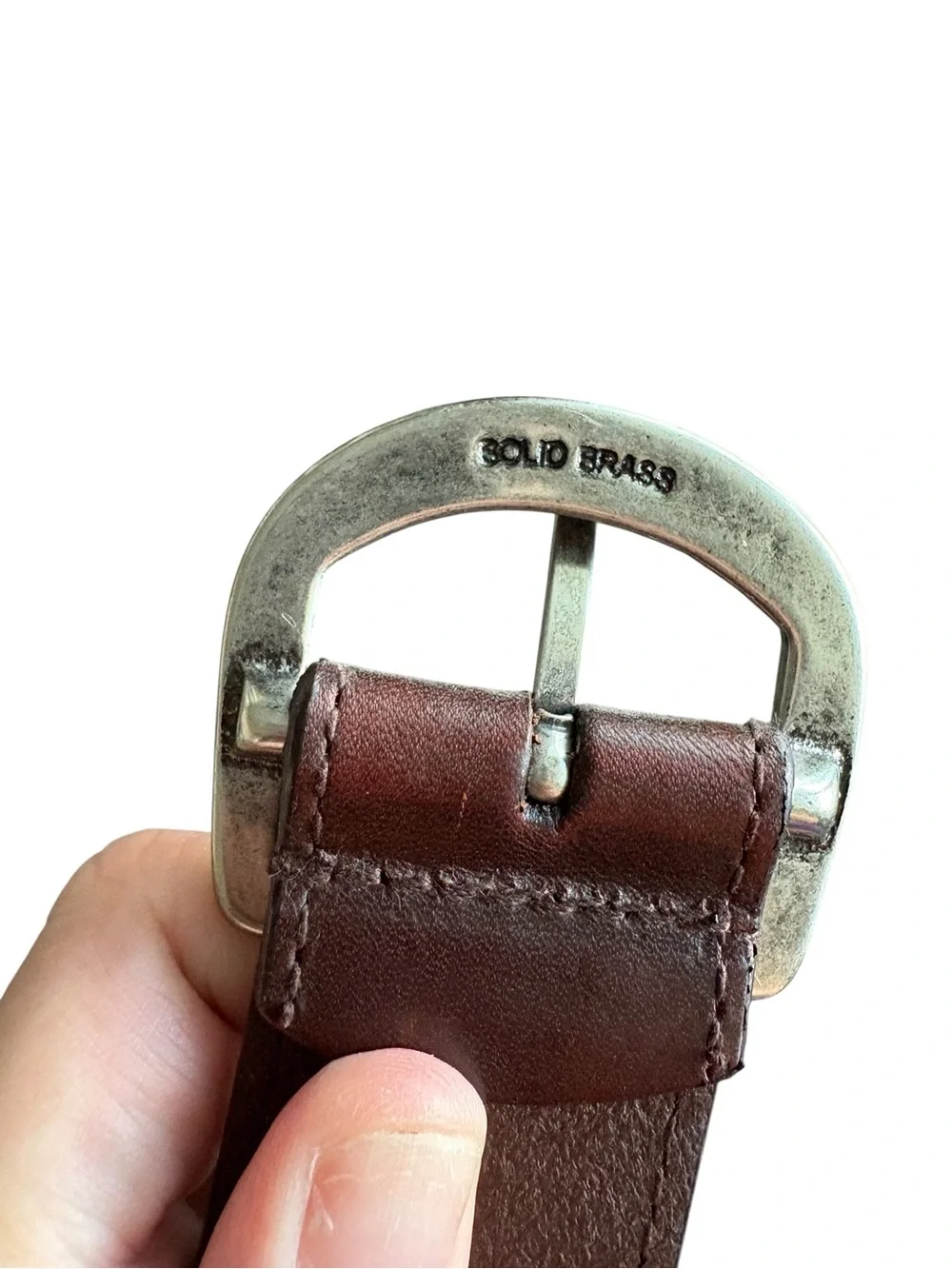 G.H. Bass & Co. Genuine Brown Leather Belt Size Small Solid Brass Buckle